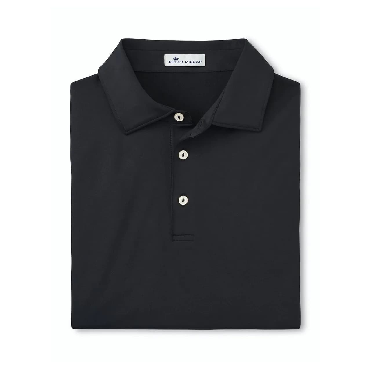Peter Millar Men's Black Solid Performance Polo - Self Collar