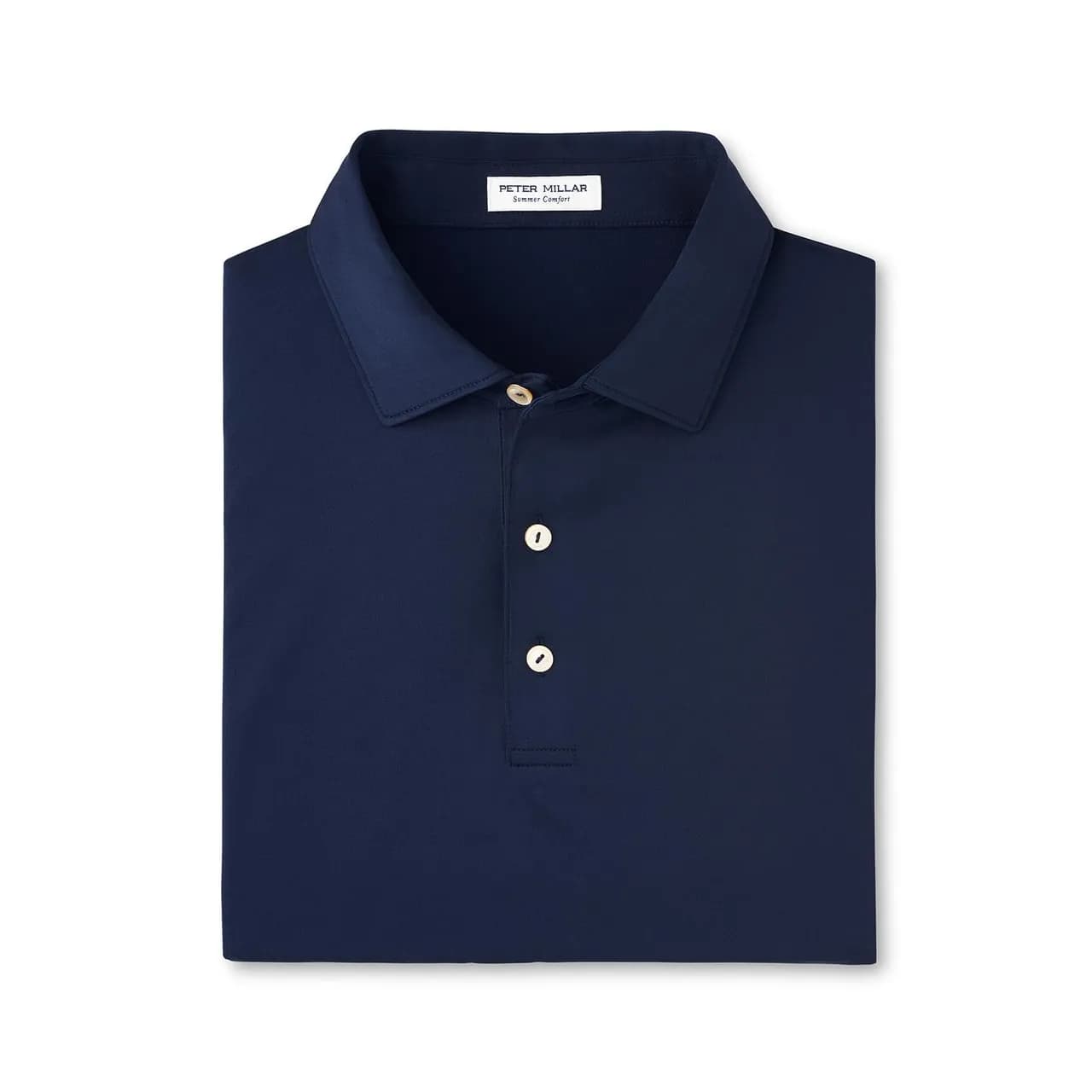 Peter Millar Men's Navy Solid Performance Polo - Self Collar